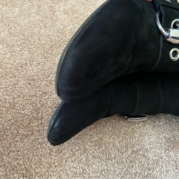 Gucci Short Ankle Boots Black Suede Heel