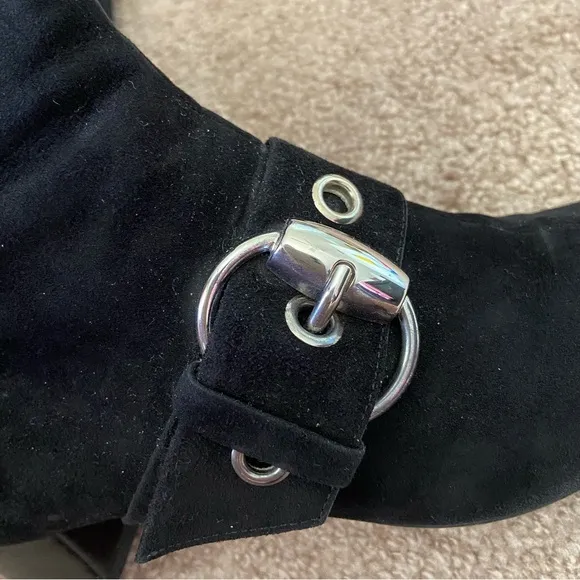 Gucci Short Ankle Boots Black Suede Heel