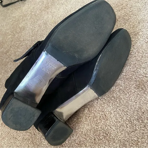 Gucci Short Ankle Boots Black Suede Heel