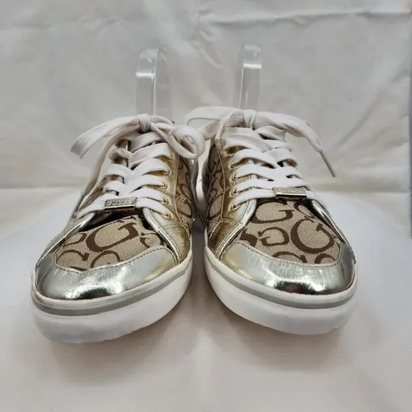 GUESS Goodly Signature Gold Metallic Sneakers Tennis Shoes 11