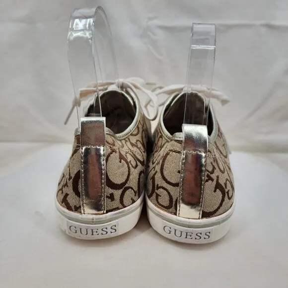GUESS Goodly Signature Gold Metallic Sneakers Tennis Shoes 11