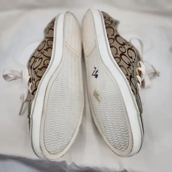 GUESS Goodly Signature Gold Metallic Sneakers Tennis Shoes 11