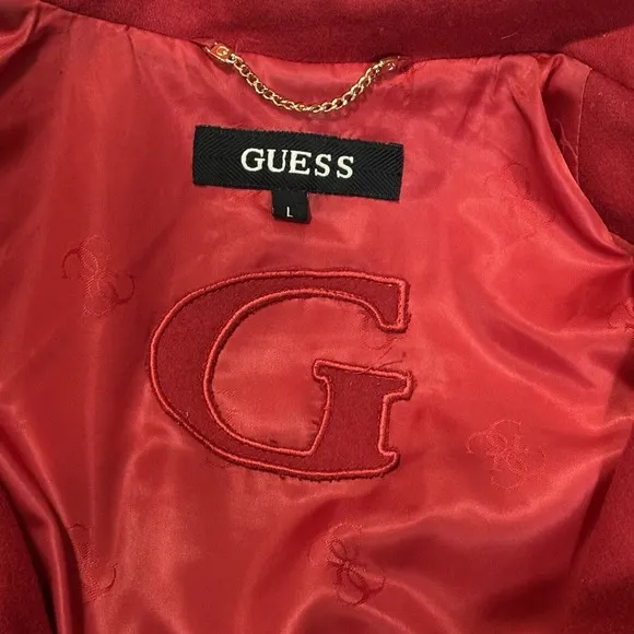 Guess Red Wool Blend Coat Women’s Size Large‎