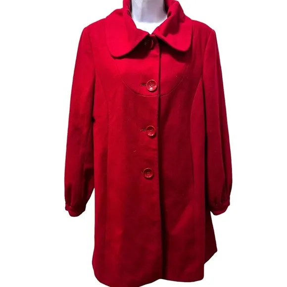 Guess Red Wool Blend Coat Women’s Size Large‎