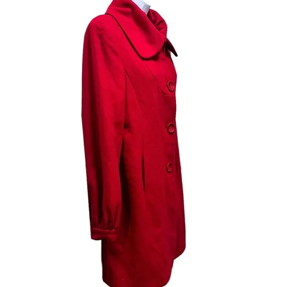 Guess Red Wool Blend Coat Women’s Size Large‎