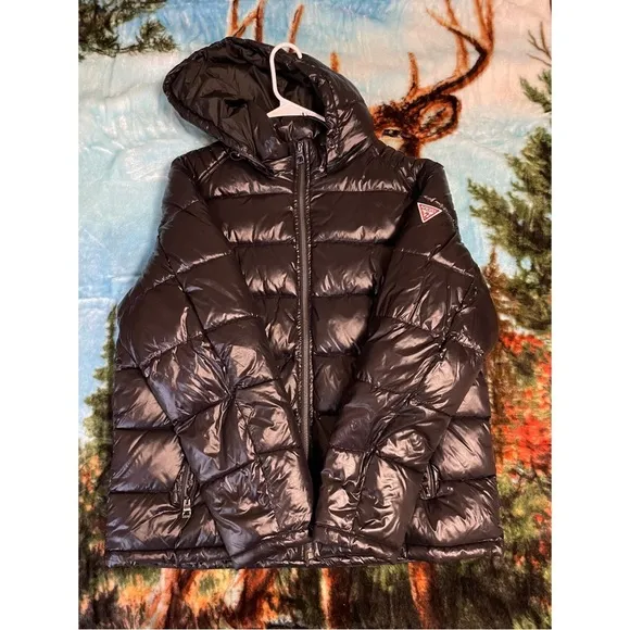 Guess shiny black puffer jacket