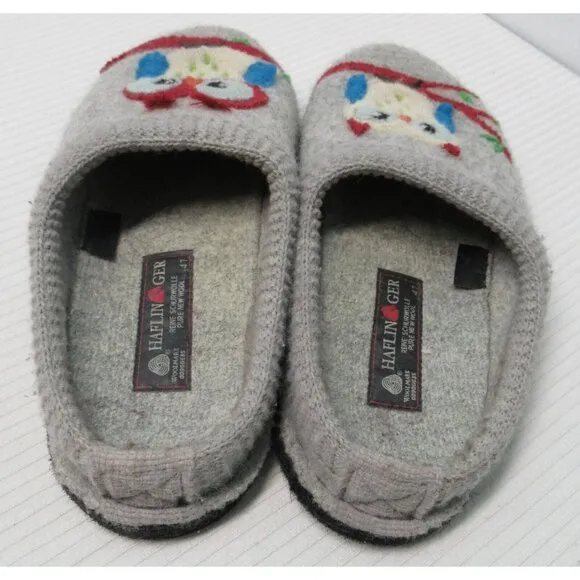Haflinger Slippers Women 41 OWL Handmade Germany Wool Lined Comfy House Shoes
