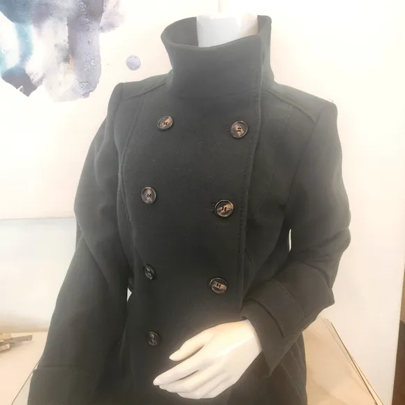 H&amp;M, NWTO BEAUTIFUL Womens size 12, green double breasted high neck collar Coat.