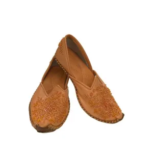 Handcrafted little Girls size 8 Brown Embroidered Leather Jutti Shoes