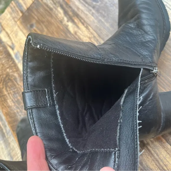 HARLEY DAVIDSON SIZE 7 BLACK LEATHER ANKLE BOOTS