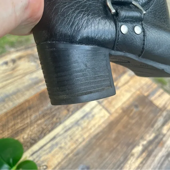 HARLEY DAVIDSON SIZE 7 BLACK LEATHER ANKLE BOOTS