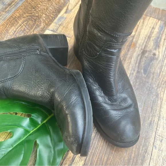 HARLEY DAVIDSON SIZE 7 BLACK LEATHER ANKLE BOOTS