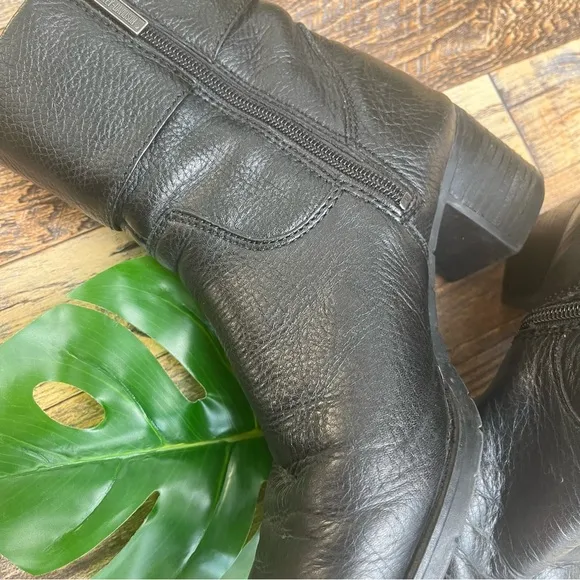 HARLEY DAVIDSON SIZE 7 BLACK LEATHER ANKLE BOOTS