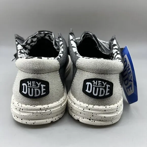 Hey Dude Wally Canvas Stretch Opal Black Sneakers Men Size 8 Gray Slip On Shoes