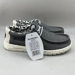 Hey Dude Wally Canvas Stretch Opal Black Sneakers Men Size 8 Gray Slip On Shoes