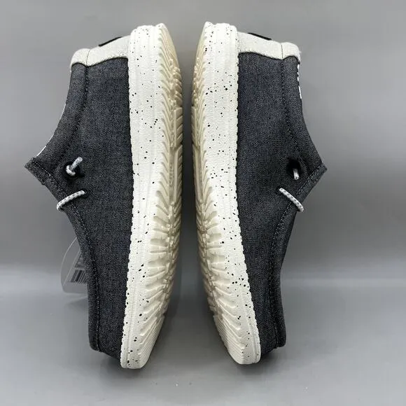 Hey Dude Wally Canvas Stretch Opal Black Sneakers Men Size 8 Gray Slip On Shoes