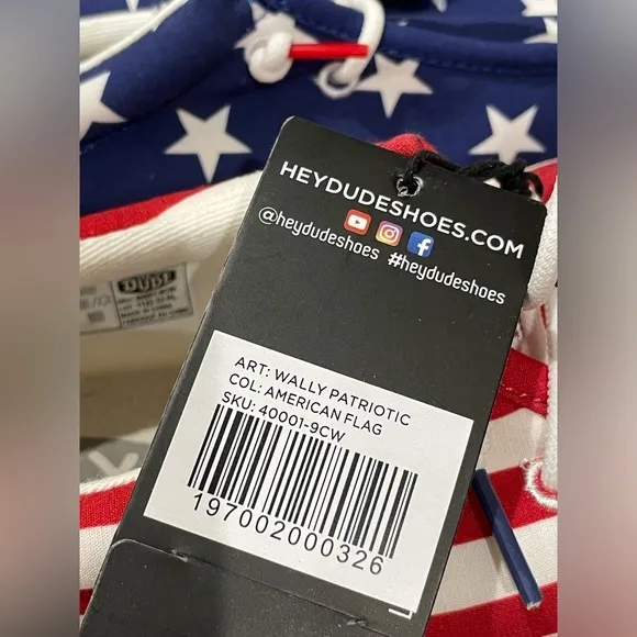 Hey Dude Wally Patriotic‎ American Flag Shoes Slip on Sneakers Mens 12 USA