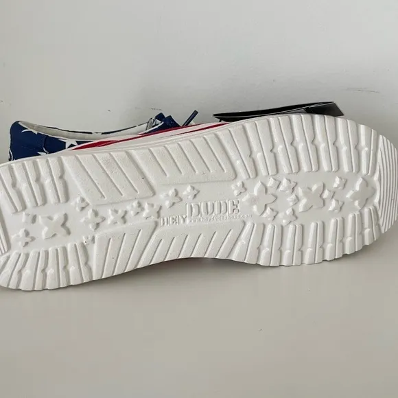 Hey Dude Wally Patriotic‎ American Flag Shoes Slip on Sneakers Mens 12 USA