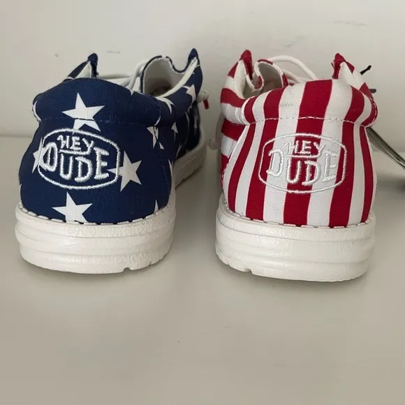 Hey Dude Wally Patriotic‎ American Flag Shoes Slip on Sneakers Mens 12 USA