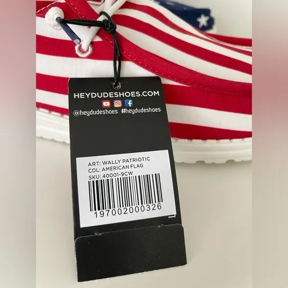 Hey Dude Wally Patriotic‎ American Flag Shoes Slip on Sneakers Mens 12 USA