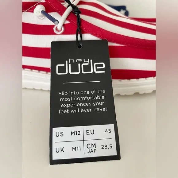 Hey Dude Wally Patriotic‎ American Flag Shoes Slip on Sneakers Mens 12 USA