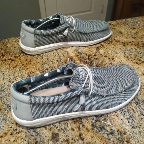 Hey Dude Wally Sox Stitch Ice Gray Green Slip-On Casual Comfort Shoes Mens Sz 14