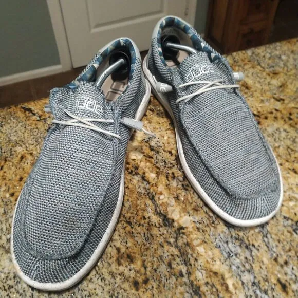 Hey Dude Wally Sox Stitch Ice Gray Green Slip-On Casual Comfort Shoes Mens Sz 14