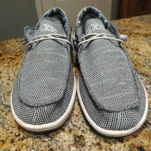 Hey Dude Wally Sox Stitch Ice Gray Green Slip-On Casual Comfort Shoes Mens Sz 14