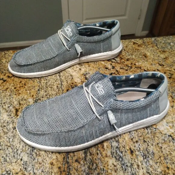 Hey Dude Wally Sox Stitch Ice Gray Green Slip-On Casual Comfort Shoes Mens Sz 14