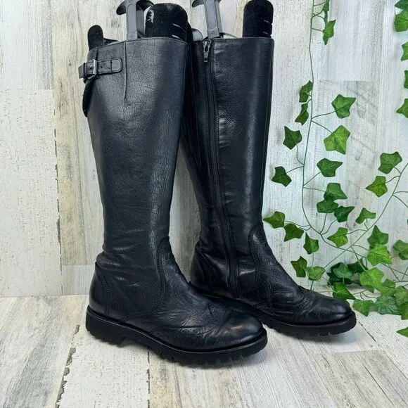 hōgl leather tall black boots size 3.5
