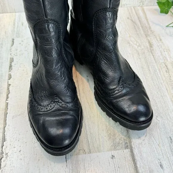 hōgl leather tall black boots size 3.5