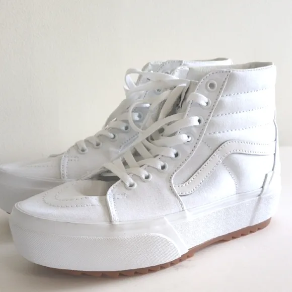 High-Top White Canvas Sneakers