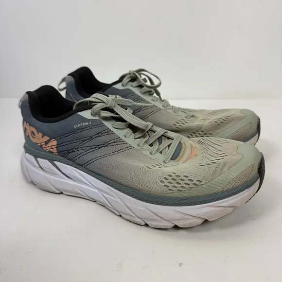 Hoka Clifton 6 Teal Blue Running Shoes Athletic Workout Comfort Shoes