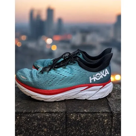 Hoka  One Clifton 8 Mens Size 13d  Teal/Aqurelle soft &amp; light every day comfort
