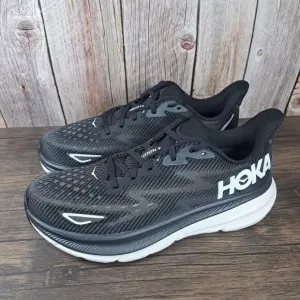 Hoka One One Clifton 9 Women's Sz 8.5 B Running Shoes Black White (VGC)