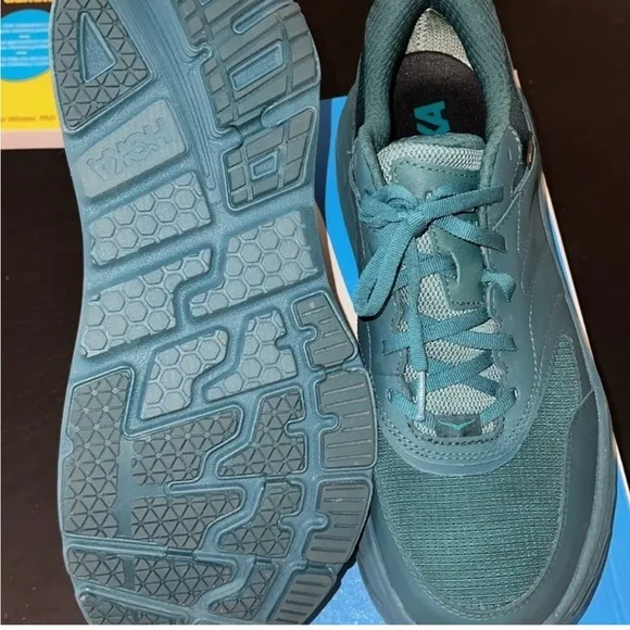 Hoka Unisex 13 Bondi L Leather GTX GoreTex UTeal Blue Cushioned Shoes NWOT