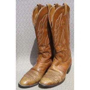 Hondo Boots Mens Size 9 D Brown‎ Cowboy Western 15.5&quot; Tall