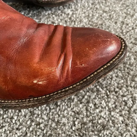 Hondo Cowboy Boots Men's Size 8 D western Embroidered Sienna Brown Leather Shoes