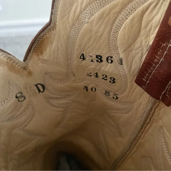Hondo Cowboy Boots Men's Size 8 D western Embroidered Sienna Brown Leather Shoes