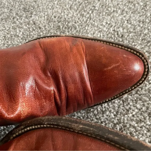 Hondo Cowboy Boots Men's Size 8 D western Embroidered Sienna Brown Leather Shoes