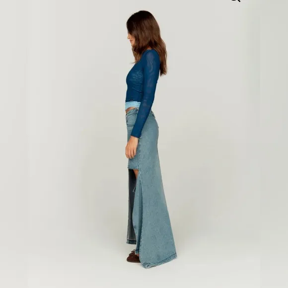 House of Sunny Blue High Low Skirt