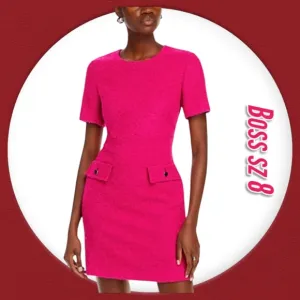 Hugo Boss Woman's Short Sleeve Tweed A line Scoop neckline Mini Dress