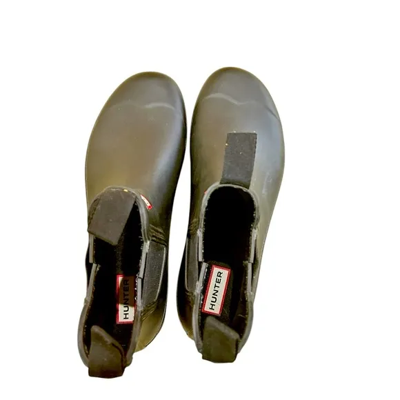 Hunter Black Rubber pull on short original Chelsea Boots size 10