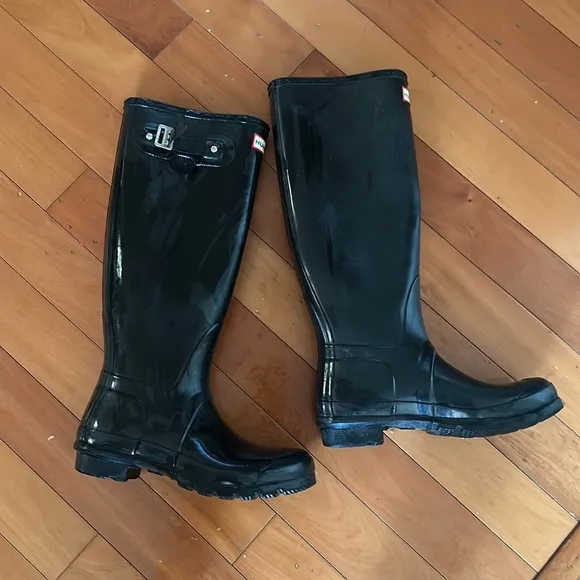 Hunter black tall boots size 8