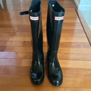 Hunter black tall boots size 8