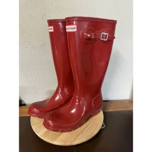 HUNTER BOOT WMN ORG TALL GLOSS WATERPROOF MILITARY RED‎ 5B/6G