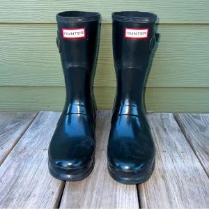 Hunter Boots Original Tour Short Boots Women’s Size 10 Black   Boot Liners