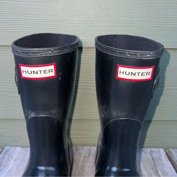 Hunter Boots Original Tour Short Boots Women’s Size 10 Black   Boot Liners