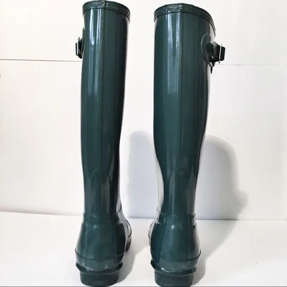 Hunter green tall Rain boots