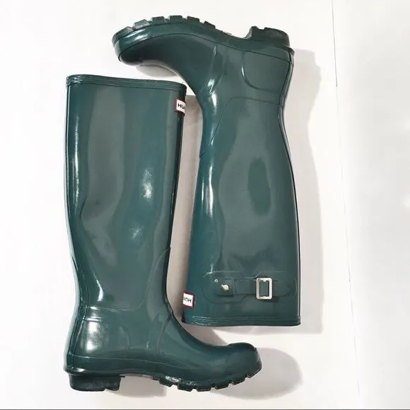 Hunter green tall Rain boots